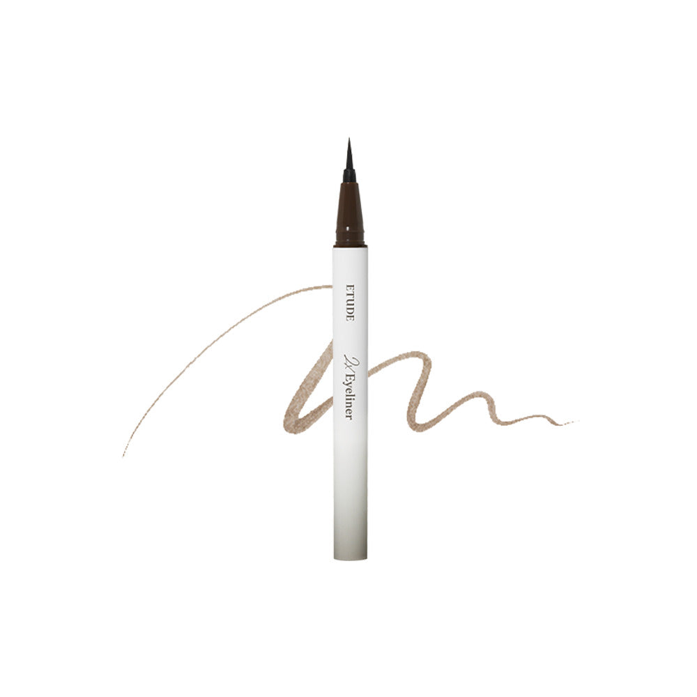 ProtoClinical k-beauty ETUDE 2X Tinting Eyeliner 0.5g Natural Light Brown shade graphic in light brown tones with centered product visuals on a light background.