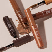 ProtoClinical k-beauty ETUDE Color My Brows 4.5g single beige eyebrow mascara tube centered vertically between dark brown side panels on a light background