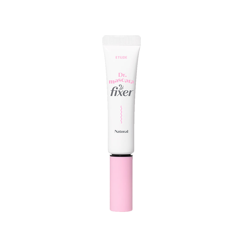 ProtoClinical k-beauty ETUDE Dr.Mascara Fixer 6g single mascara fixer tube on a white background with soft beige side bars
