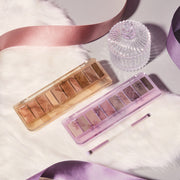 ProtoClinical k-beauty ETUDE Play Color Eyes 5.7g two brown eyeshadow pans side by side on a pale pink and lavender background