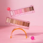 ProtoClinical k-beauty ETUDE Play Color Eyes 5.7g two rectangular eyeshadow pans side by side on a pale pink and lavender background