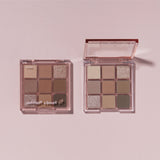 ETUDE Play Color Eyes 9-Color #Autumn Closet by ProtoClinical shown as a warm-toned makeup palette on a light background for a k-beauty makeup routine.