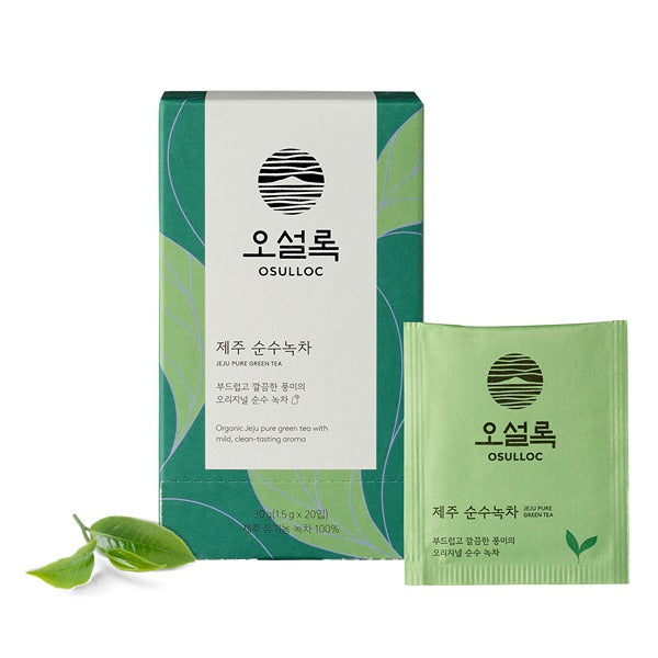 OSULLOC Organic Pure Green Tea (20 count) by ProtoClinical shown in product packaging on a light background, part of the store's k-beauty and wellness assortment.