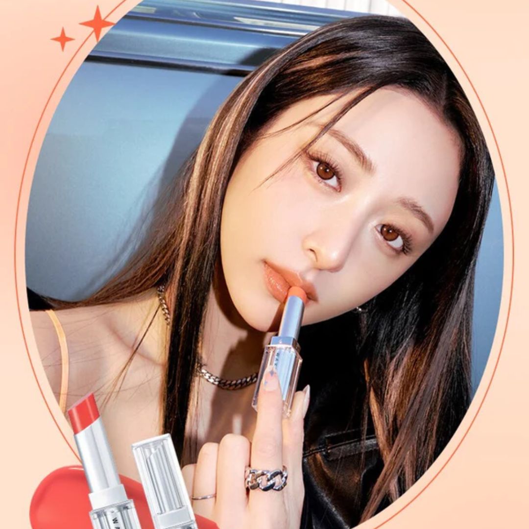 ProtoClinical k-beauty WAKEMAKE Dewy Gel Glaze Stick square shade graphic with warm pink tones and a centered light layout