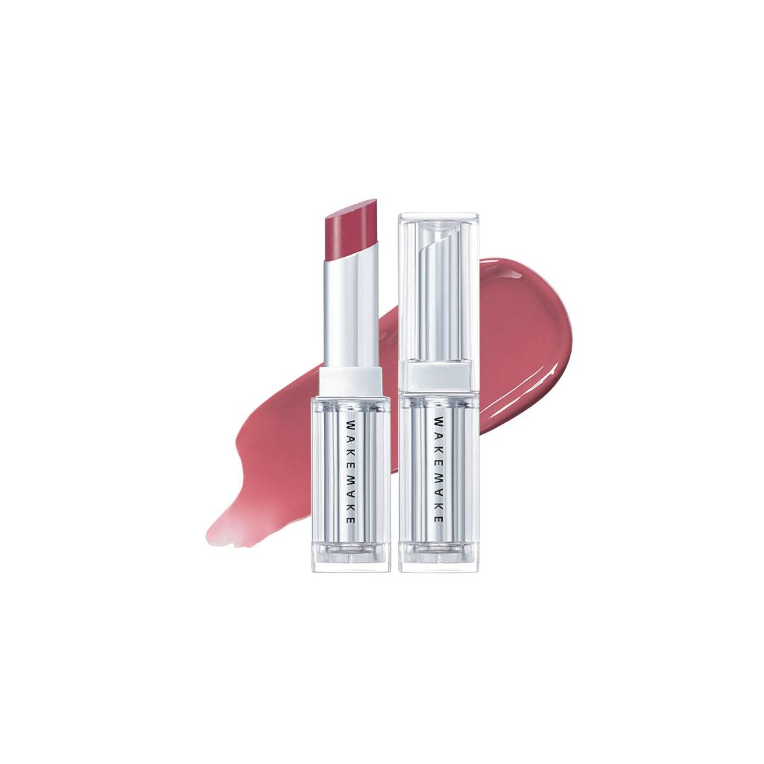 ProtoClinical k-beauty WAKEMAKE Dewy Gel Glaze Stick square shade graphic with muted rose-beige tones on a pale background