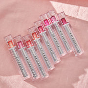 ProtoClinical k-beauty WAKEMAKE Dewy Gel Glow Tint square lip tint detail graphic with rosy pink tones and a light background