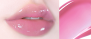 ProtoClinical k-beauty WAKEMAKE Dewy Gel Glow Tint wide horizontal lip tint swatch graphic with rosy red and neutral panels