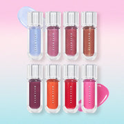 ProtoClinical k-beauty WAKEMAKE Dewy Gel Maxi Gloss square gloss product graphic with pink-purple bands, glossy color blocks, and a light background