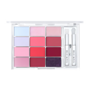 ProtoClinical k-beauty WAKEMAKE Soft Coloring Lip Palette 12g lip palette compact in 01 Pink Flood Glowing on a light background.
