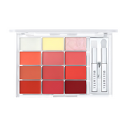 ProtoClinical k-beauty WAKEMAKE Soft Coloring Lip Palette 12g lip palette compact in 02 Peak Peach Glowing on a light background.