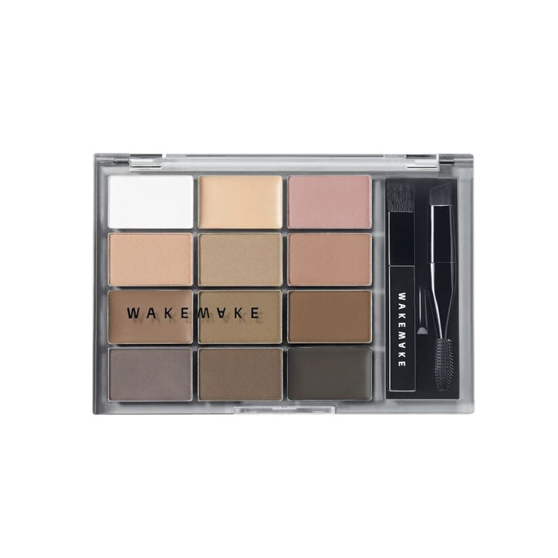 ProtoClinical k-beauty WAKEMAKE Soft Drawing Brow Palette single rectangular palette compact in taupe-brown packaging centered on a light background.