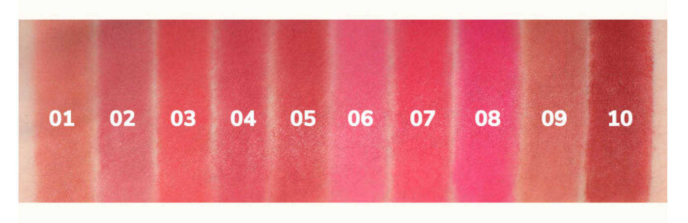 ProtoClinical k-beauty WAKEMAKE Velvet Blurring Matte Stick wide horizontal shade graphic with pink and beige swatch panels