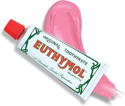 ProtoClinical k-beauty EUTHYMOL Original Toothpaste 106g with a boxed toothpaste package and matching tube side by side with beige trim and a pink cap