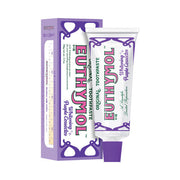 ProtoClinical k-beauty EUTHYMOL Whitening Purple Toothpaste 106g with a boxed toothpaste package and matching tube side by side with purple trim and a purple cap