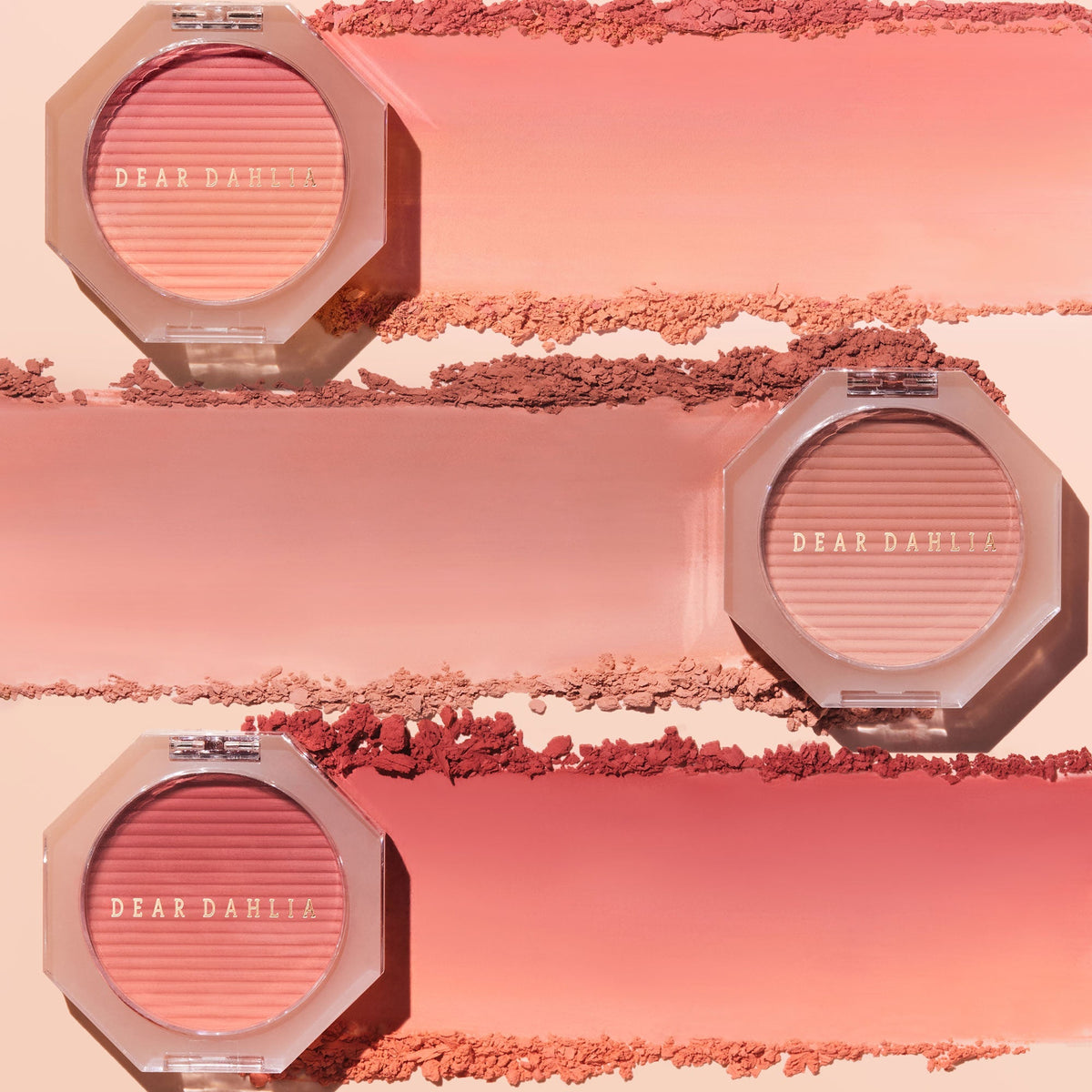 ProtoClinical k-beauty warm rose and beige beauty close-up with a centered darker vertical form.