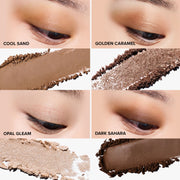 ProtoClinical k-beauty warm peach beauty graphic with cream and brown vertical bands on a light background.