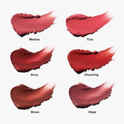 ProtoClinical k-beauty DEAR DAHLIA Dream Velvet Lip Cloud six rosy-mauve lip color swatches arranged in two columns on a light background