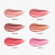 ProtoClinical k-beauty DEAR DAHLIA Petal Drop Liquid Blush shown as liquid blush texture swatches on a light background