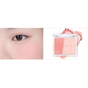 ProtoClinical k-beauty WAKEMAKE Sheer Layering Dual Blusher (5 Colours) square blush shade graphic with muted rosy beige tones, paired color blocks, and a light background