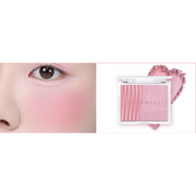 ProtoClinical k-beauty WAKEMAKE Sheer Layering Dual Blusher (5 Colours) square blush shade graphic with warm beige-pink tones, paired color blocks, and a light background
