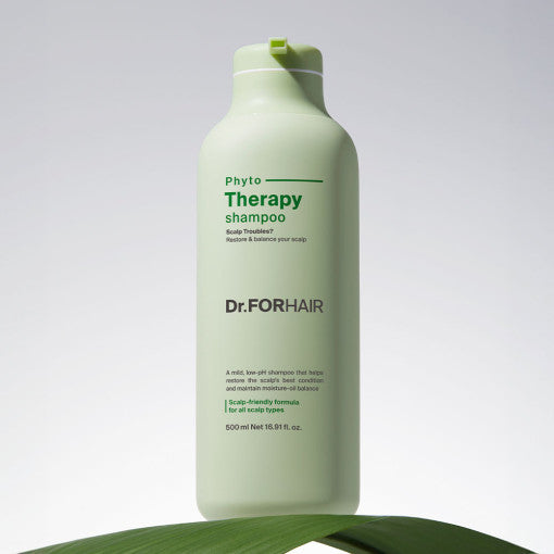 ProtoClinical k-beauty Dr.FORHAIR Phyto Therapy Shampoo 500ml single upright shampoo bottle centered on a light background.