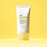 ProtoClinical k-beauty KLAIRS All-day Airy Sunscreen SPF50+ PA++++ 50g single white sunscreen tube on a bright yellow background