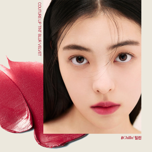 ProtoClinical k-beauty espoir Couture Lip Tint Blur Velvet 5.5g single frosted square lip tint tube with a cream cap and visible tint centered on a white background