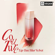 ProtoClinical k-beauty espoir Couture Lip Tint Blur Velvet 5.5g single frosted square lip tint tube with a cream cap and visible tint centered on a white background
