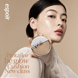 ProtoClinical k-beauty espoir Pro Tailor Be Velvet Cover Cushion New Class SPF34 PA++ 13gX2 product graphic on a light background.