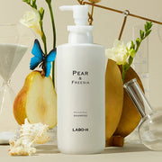 ProtoClinical k-beauty LABO-H Scalp Strengthening Shampoo Hair Loss Care Pear&Freesia 400ml in front-facing shampoo bottle packaging with pear and freesia labeling on a white background