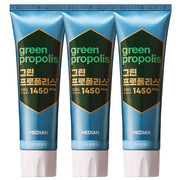 ProtoClinical k-beauty MEDIAN Green-Propolis Toothpaste Pure Mint 100g*3 front-facing boxed toothpaste multipack on a clean white background