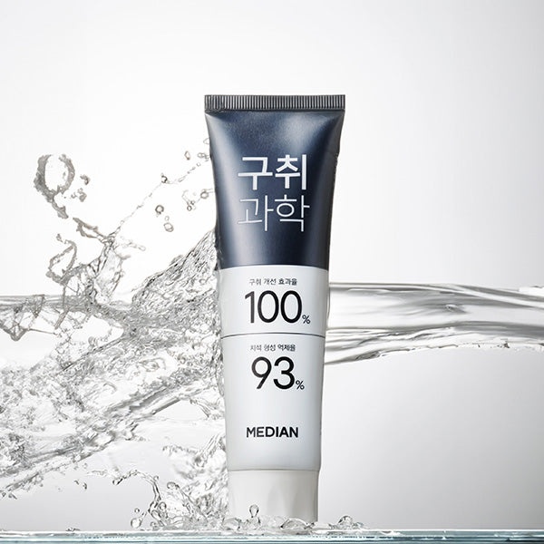 ProtoClinical k-beauty MEDIAN Halitosis Science Toothpaste Freezing cool Mint 120g*3 in front-facing toothpaste box packaging as a centered packshot on a clean white background