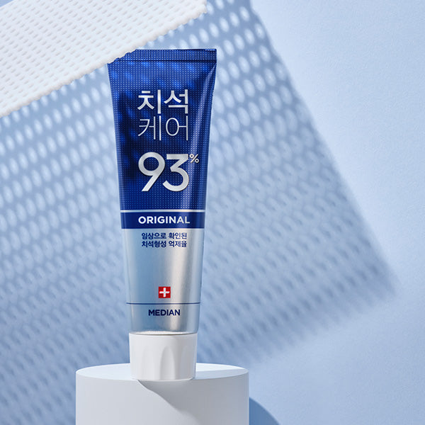 ProtoClinical k-beauty MEDIAN Tartar Toothpaste Original 120g*3 in front-facing toothpaste box packaging as a centered packshot on a clean white background
