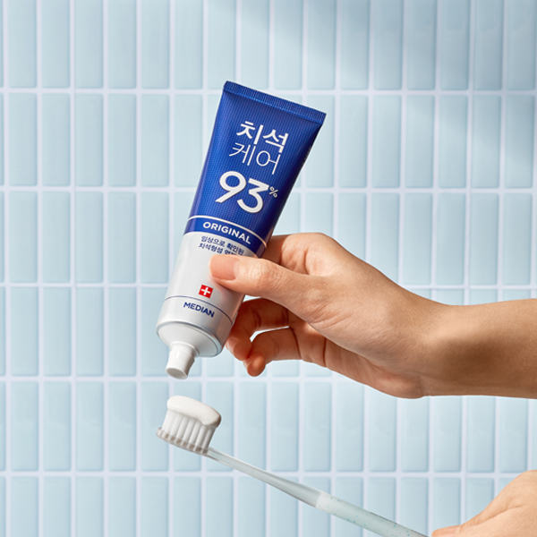 ProtoClinical k-beauty MEDIAN Tartar Toothpaste Original 120g*3 in front-facing toothpaste multipack packaging on a clean white background