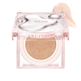 ProtoClinical k-beauty CLIO Kill Cover High Glow Cushion Set (+Refill) set packaging collage in warm beige and peach tones on a light background