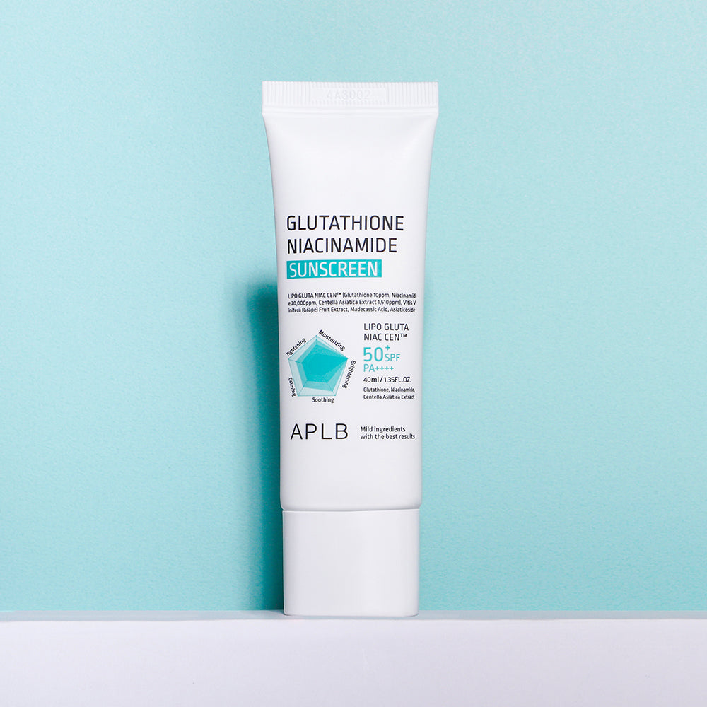 ProtoClinical k-beauty APLB Glutathione Niacinamide Sunscreen 40ml in a centered studio product shot with single-item packaging on a clean white background