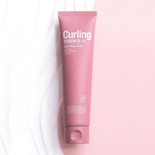 ProtoClinical k-beauty [mise en scene] Curling Essence 2X Natural Curl 150ml single pink slim package centered upright on a light background.
