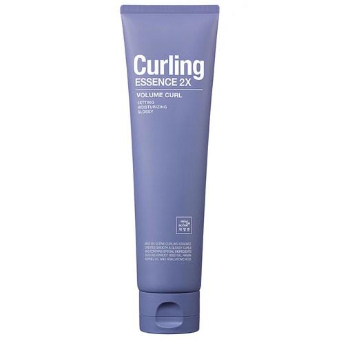 ProtoClinical k-beauty [mise en scene] Curling Essence 2X Volume Curl 150ml single deep lavender slim package centered upright on a pale background with mint side accents