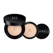 ProtoClinical k-beauty HERA Black Cushion Foundation SPF34/PA++ 15gx2 [Cushion+refill] shade 21N1 VANILLA cushion compact and refill product image on a light background.