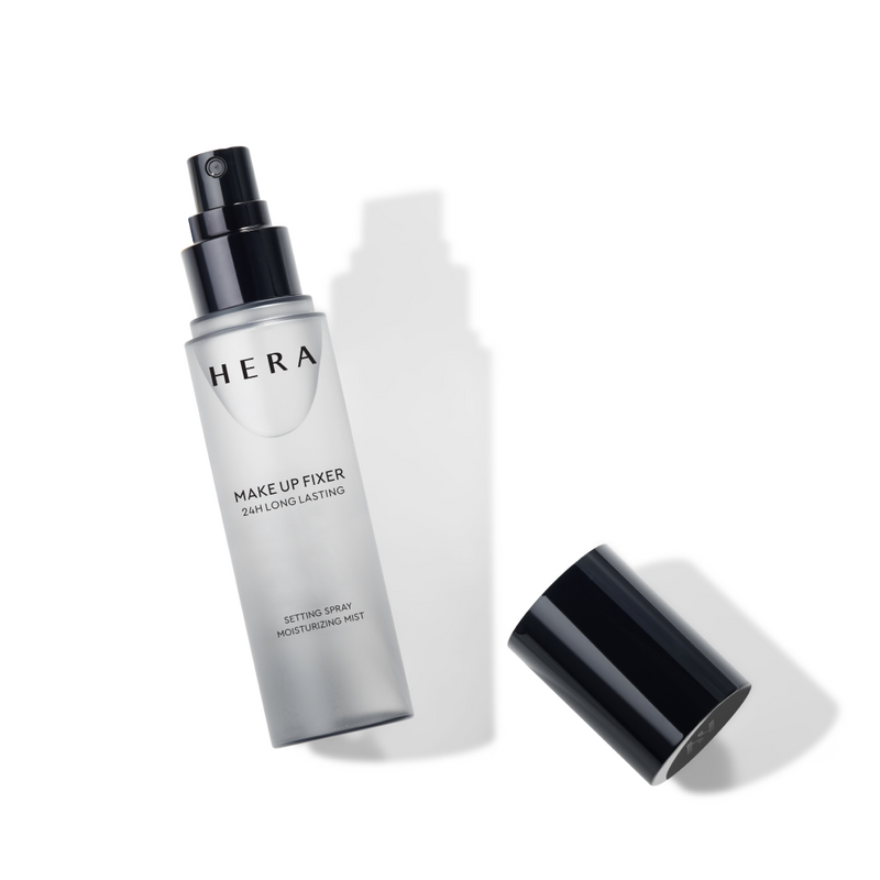 HERA Make Up Fixer 80ml by ProtoClinical shown in makeup setting spray product imagery for a k-beauty routine.