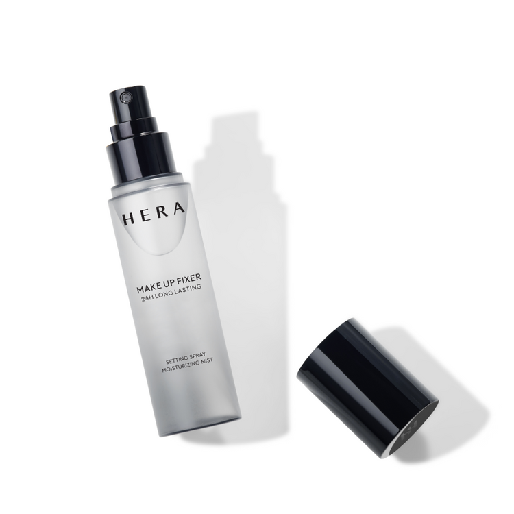 HERA Make Up Fixer 80ml by ProtoClinical shown in makeup setting spray product imagery for a k-beauty routine.
