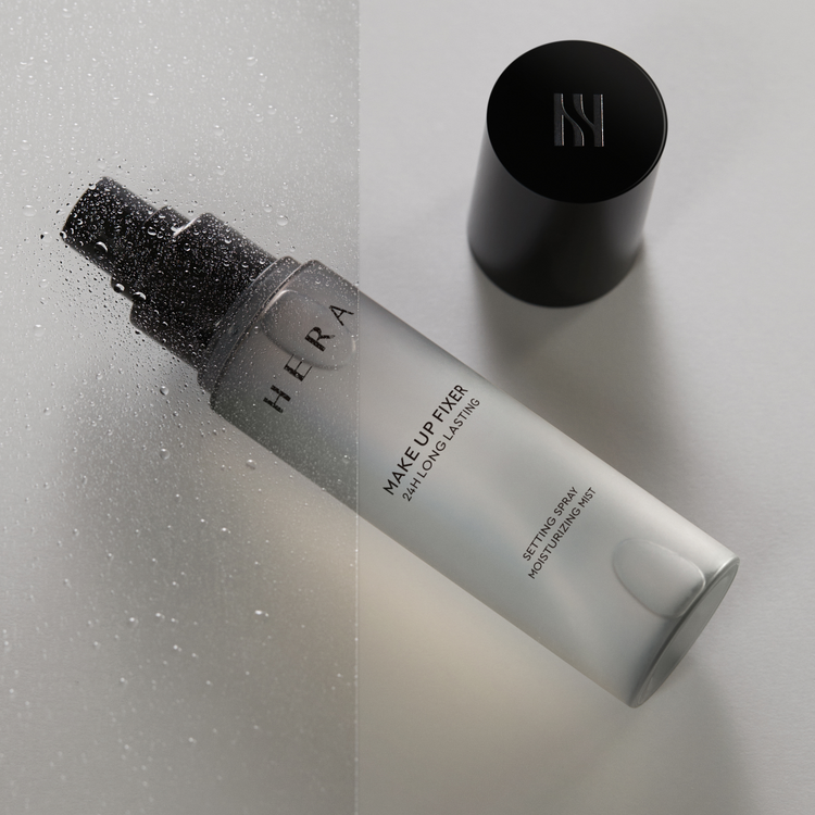 HERA Make Up Fixer 80ml by ProtoClinical shown in makeup setting spray product imagery for a k-beauty routine.