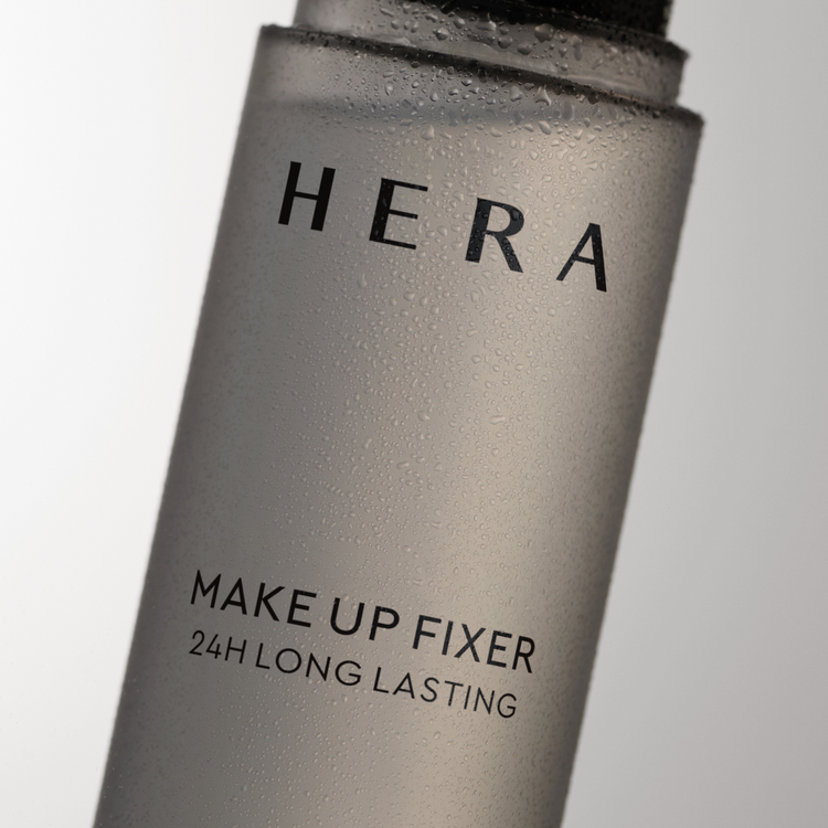 HERA Make Up Fixer 80ml by ProtoClinical shown in makeup setting spray product imagery for a k-beauty routine.