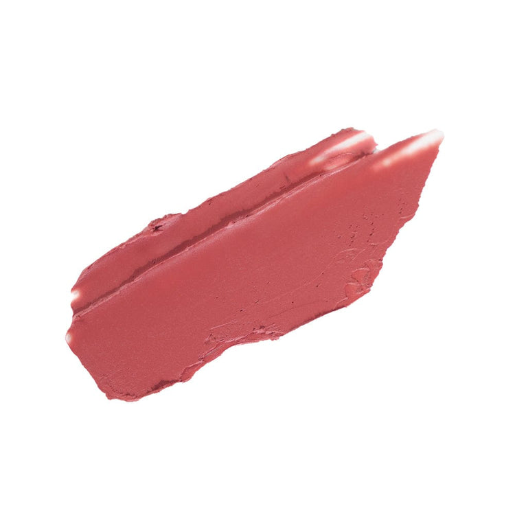 ProtoClinical k-beauty HERA Sensual Powder Matte Lipstick 3g warm rose lip color swatch with pale aqua corner accents on a light background.