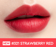 ProtoClinical k-beauty HERA Sensual Powder Matte Lipstick 3g deep rose beauty graphic with dark upper shading and a bright pink lower band on a light background.
