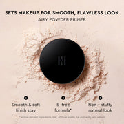 ProtoClinical k-beauty HERA Soft Finish Loose Powder 15g close-up of loose powder in a round compact on a soft beige background.