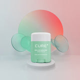 ProtoClinical k-beauty [KIM JEONG MOON Aloe] Cure Realoe Signature Stick Balm 14g as a single dark green stick balm package centered upright on a pale mint background
