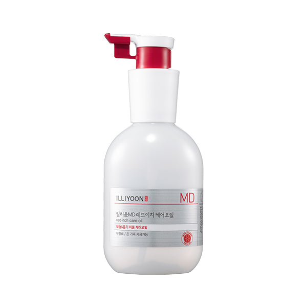 ProtoClinical k-beauty ILLIYOON MD Red-itch Care Oil 200ml product packaging on a light background.