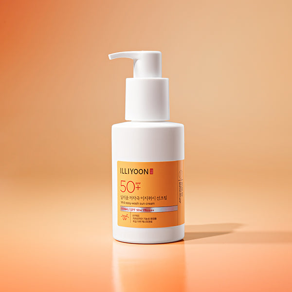 ProtoClinical k-beauty ILLIYOON Mild Easy-wash Sunscreen 150ml product packaging on a light background.