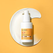 ProtoClinical k-beauty ILLIYOON Mild Easy-wash Sunscreen 150ml product packaging on a warm orange background.